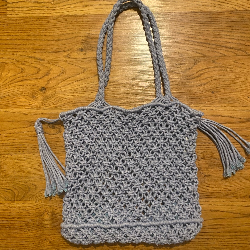 Lulla Collection Light Blue Crochet Tote Bag. Worn once!